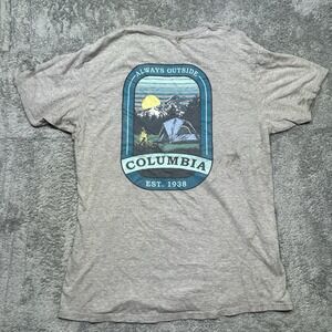 Columbia Always Outside Graphic T-Shirt Men's L Gray Short Sleeve Hiking *STAINS